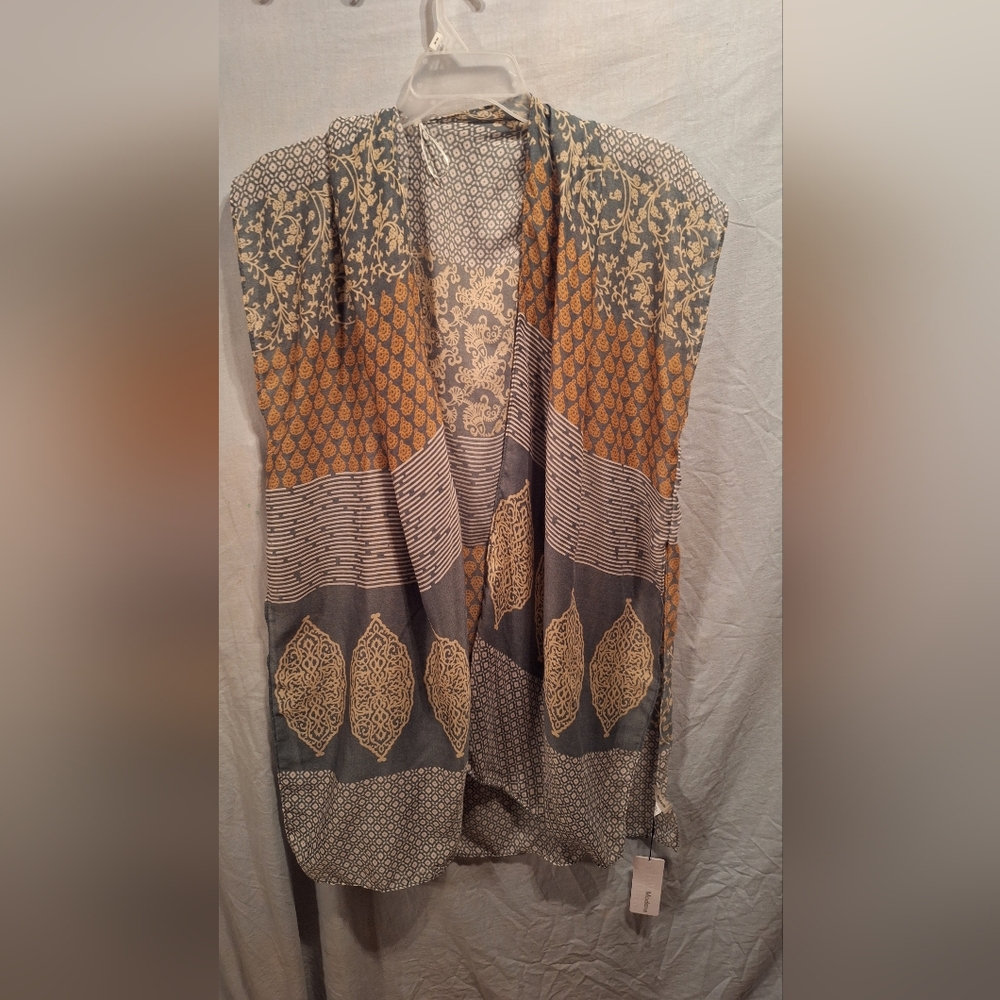 Patterned Gray and Orange Women's Cardigan